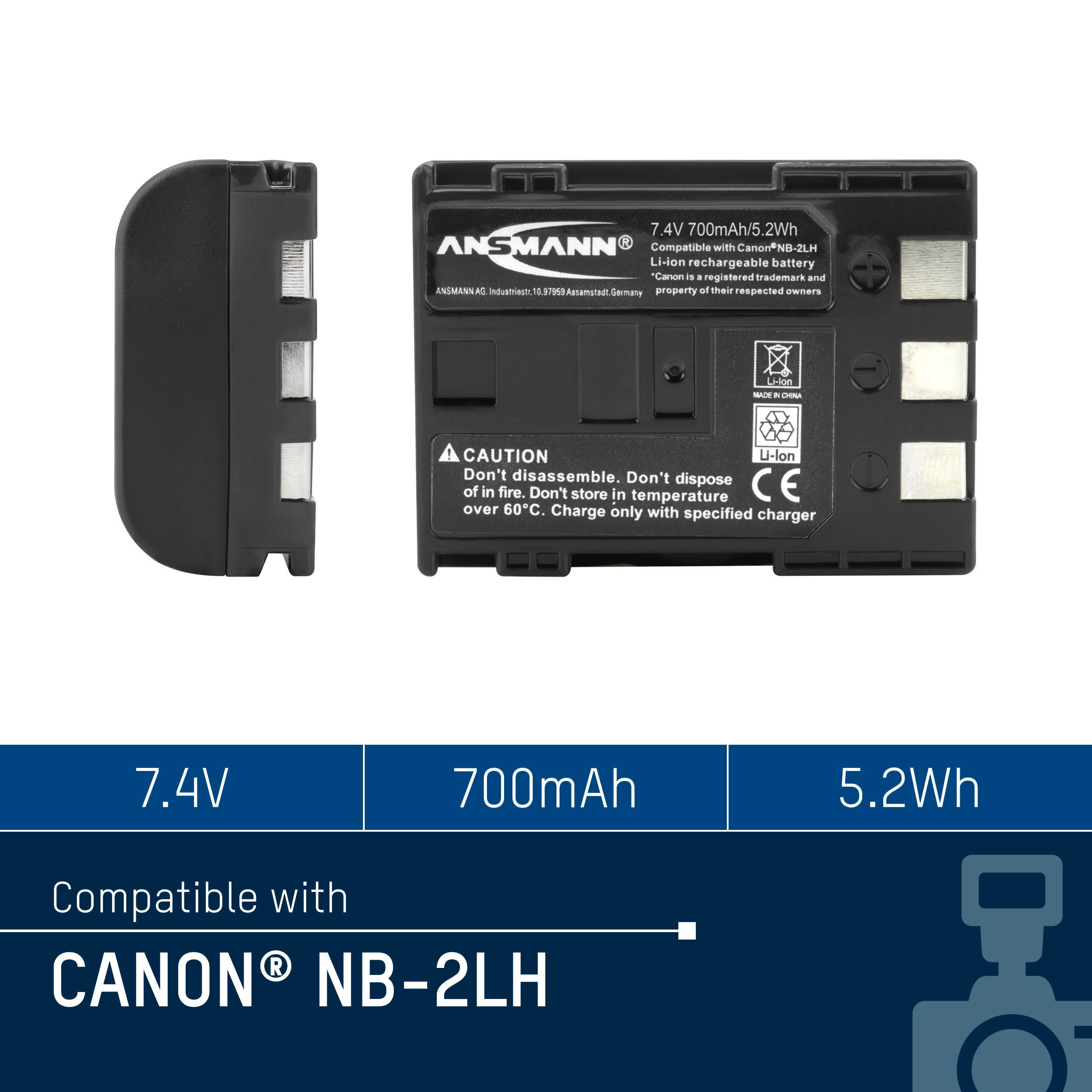 Kamerabatteri A-Can NB 2 LH Kompatibel med Canon - Ansmann | Bellalite