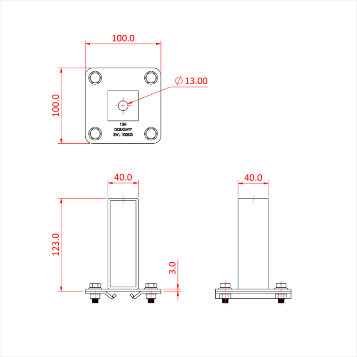Doughty Studio Rail Adjustable Stud Hanger M12  - Doughty | Bellalite
