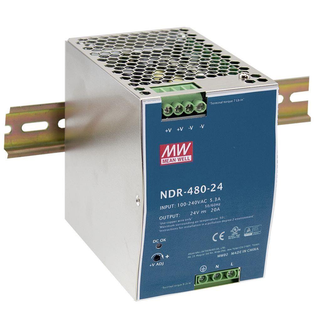 Mean Well NDR-480-24 Din Rail Plus 24V 480W  - Mean Well | Bellalite