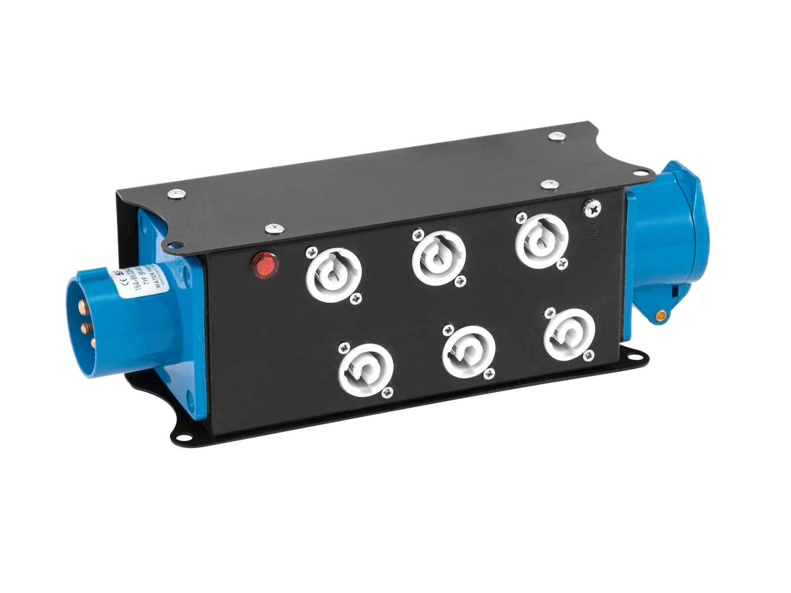 Power Split Box SAB-62X  CEE 16A 3P IN / 6x Powercon + CEE 16A 3P UT - Eurolite | Bellalite