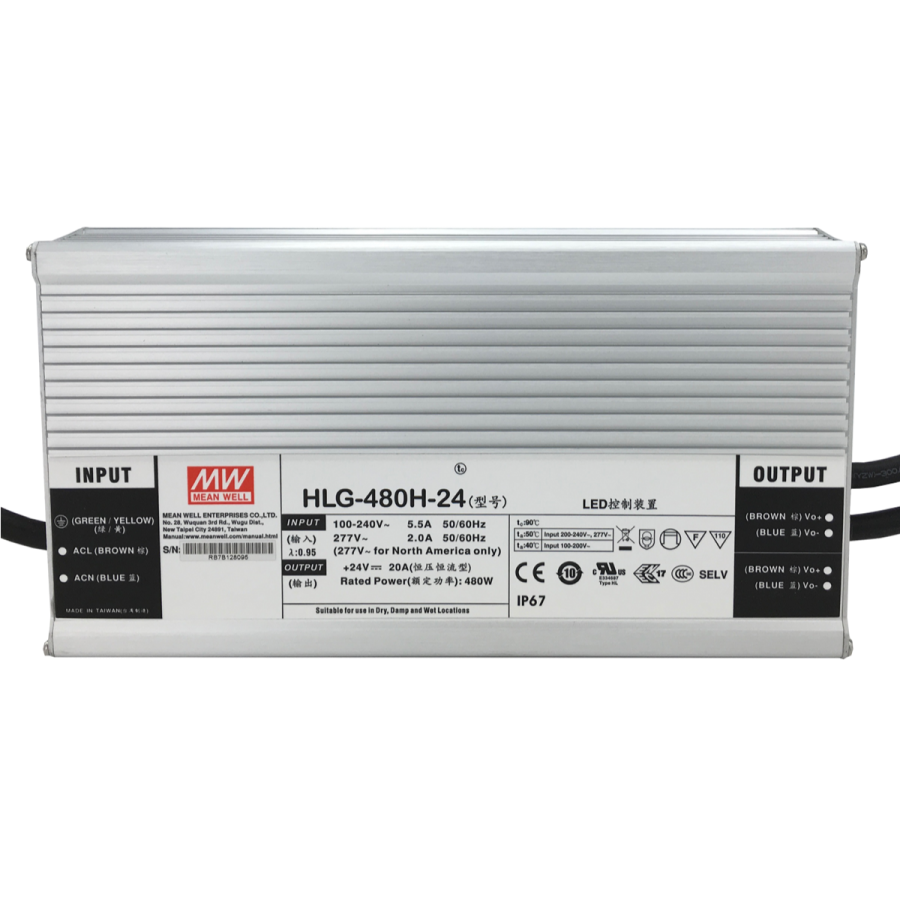 Mean Well HLG-480H-24 PRO 24V 480W IP67  - Mean Well | Bellalite
