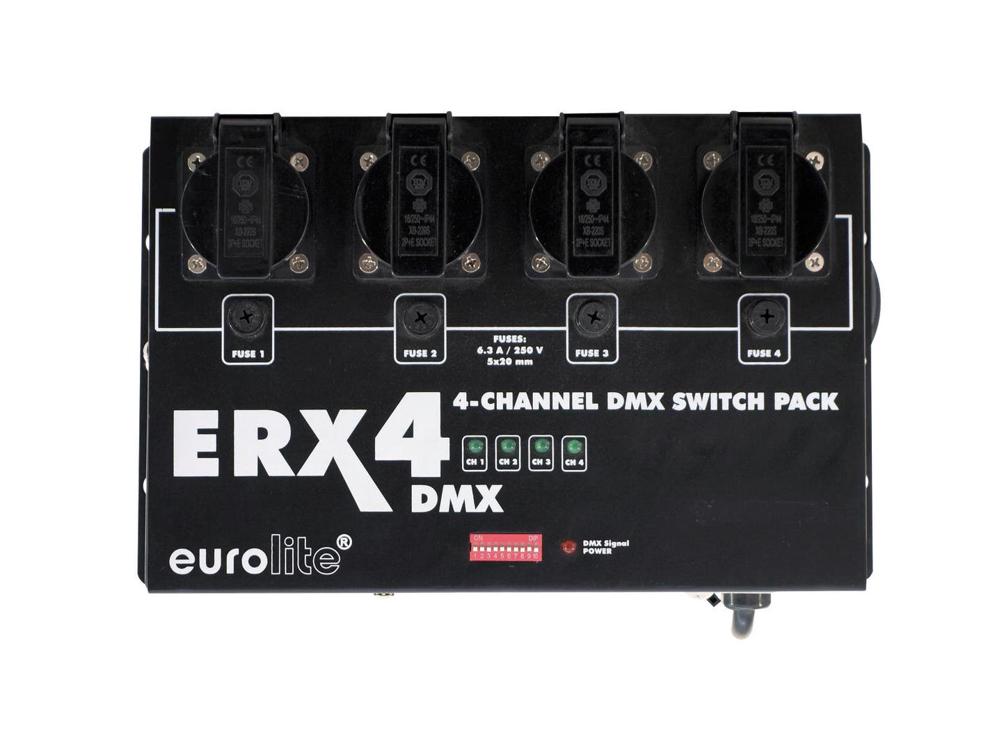 Switchpack ERX-4 DMX 4x5A Schuko - Eurolite | Bellalite Switchpack ERX-4 DMX 4x5A Schuko - Eurolite | Bellalite