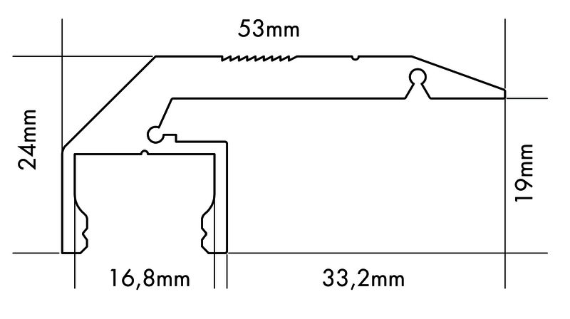 Aluminiumprofil S-Line Step Down, 3m Vit - PROLED | Bellalite