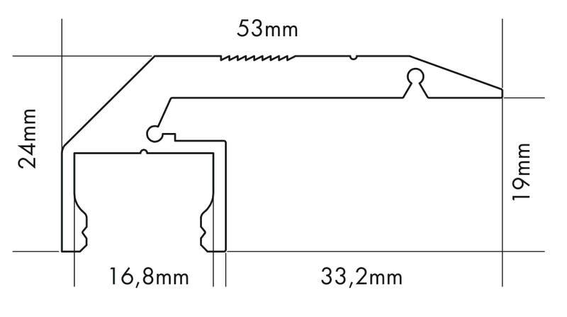 Aluminiumprofil S-Line Step Down, 3m Vit - PROLED | Bellalite Aluminiumprofil S-Line Step Down, 3m Vit - PROLED | Bellalite