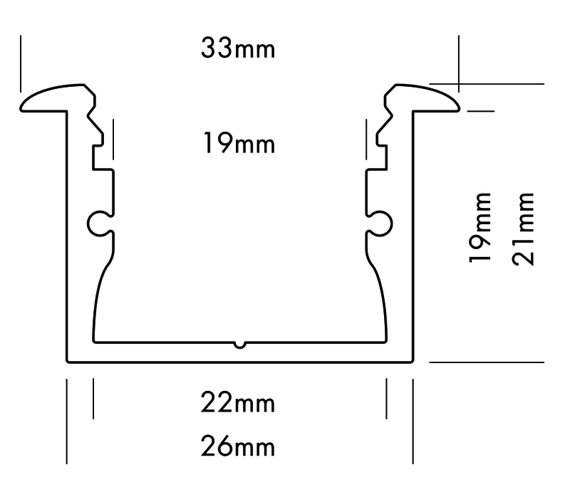 Aluminiumprofil M-Line Rec, 3m - PROLED | Bellalite