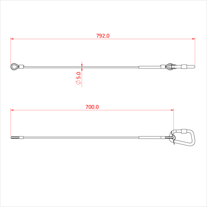 Doughty Säkerhetswire 75kg TV BBC Specification 5mm x 70cm Svart - Doughty | Bellalite