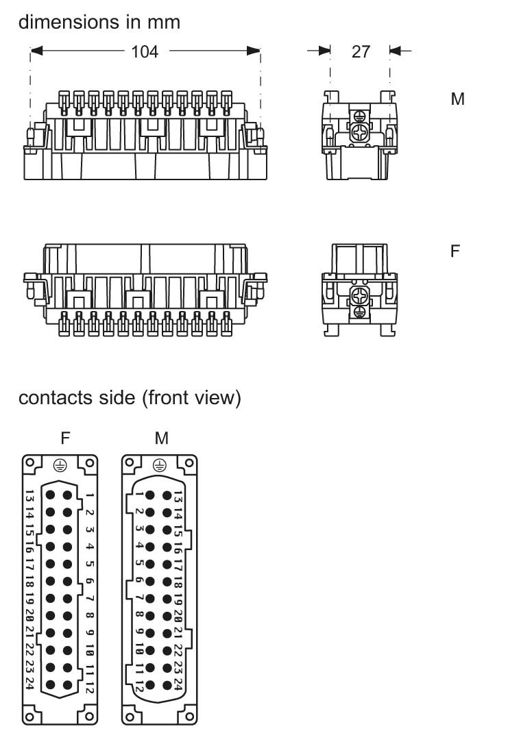 ILME Insats Hona 24-Pol CSHF 24 16A/500V Fjäderklämanslutning  - ILME | Bellalite