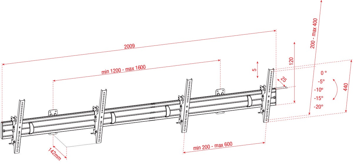 Väggfäste PWM4555-2 Dual Screen 45" - 55" - Showgear | Bellalite