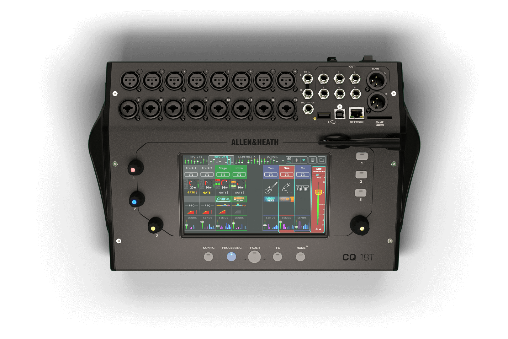 Allen & Heath CQ18T 18ch digital mixer Wi-Fi, 7”, 16 mic/lin, 4FX 6 Au - Allen & Heath | Bellalite