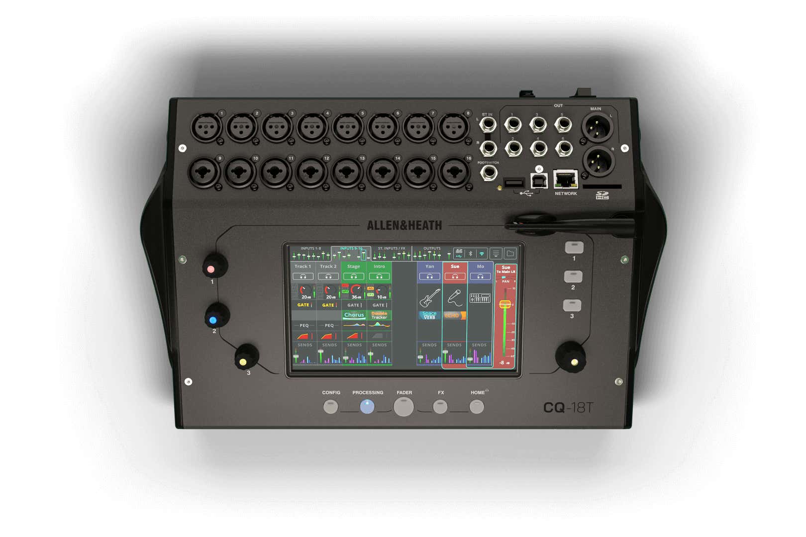 Allen & Heath CQ18T 18ch digital mixer Wi-Fi, 7”, 16 mic/lin, 4FX 6 Au - Allen & Heath | Bellalite Allen & Heath CQ18T 18ch digital mixer Wi-Fi, 7”, 16 mic/lin, 4FX 6 Au - Allen & Heath | Bellalite