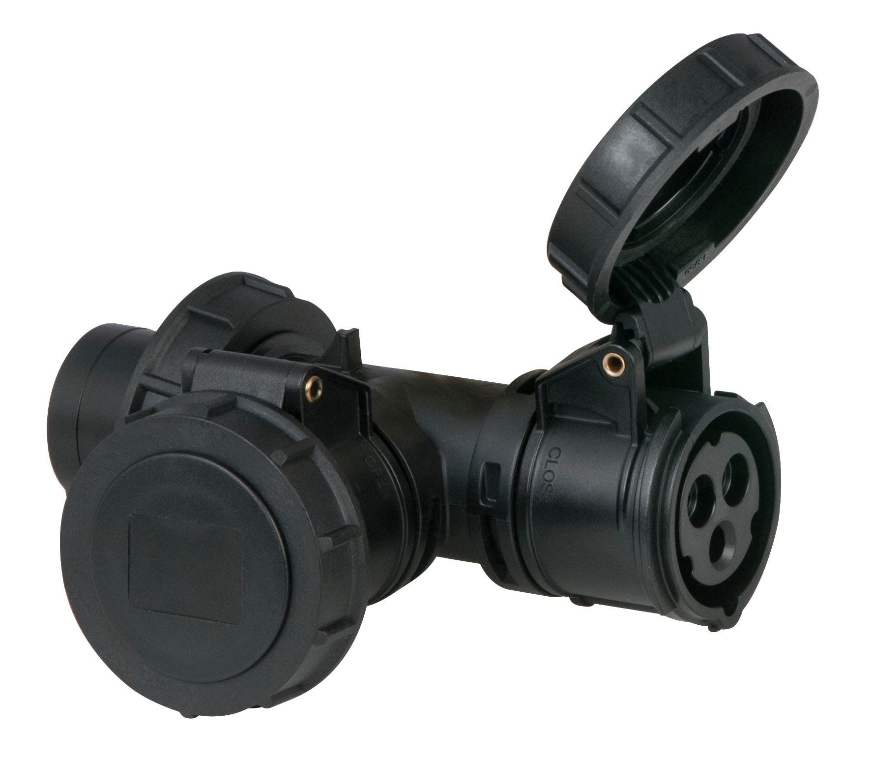 Grenuttag 2-Vägs CEE 16/3 T-Connect IP67 - Showgear | Bellalite Grenuttag 2-Vägs CEE 16/3 T-Connect IP67 - Showgear | Bellalite