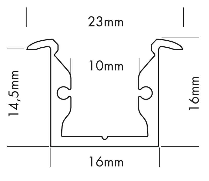 Aluminiumprofil S-Line Rec, 3m Vit - PROLED | Bellalite Aluminiumprofil S-Line Rec, 3m Vit - PROLED | Bellalite