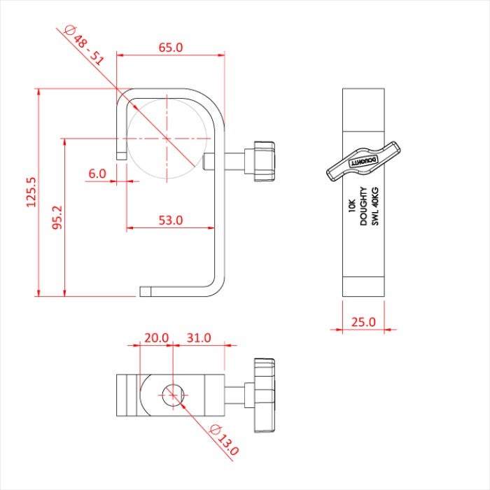Doughty Hakfäste 50mm Standard Svart - Doughty | Bellalite