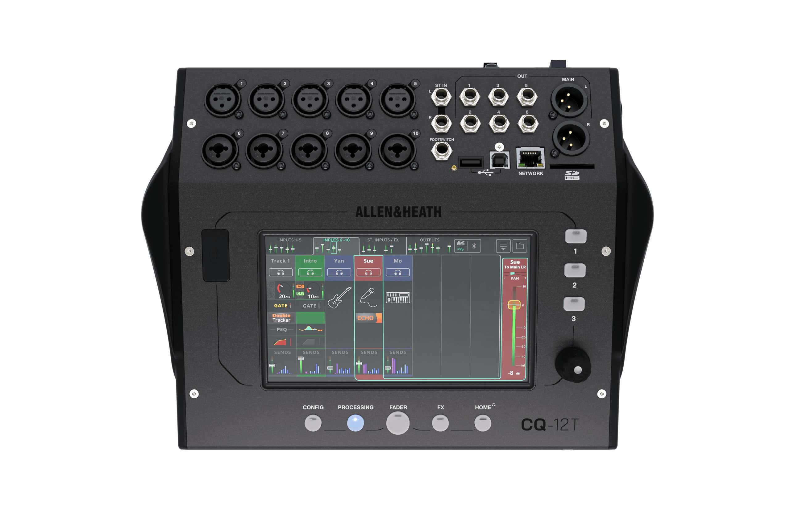 Allen & Heath CQ12T 12ch digital mixer 7” Touchscreen 10 mic/line 2FX - Allen & Heath | Bellalite Allen & Heath CQ12T 12ch digital mixer 7” Touchscreen 10 mic/line 2FX - Allen & Heath | Bellalite