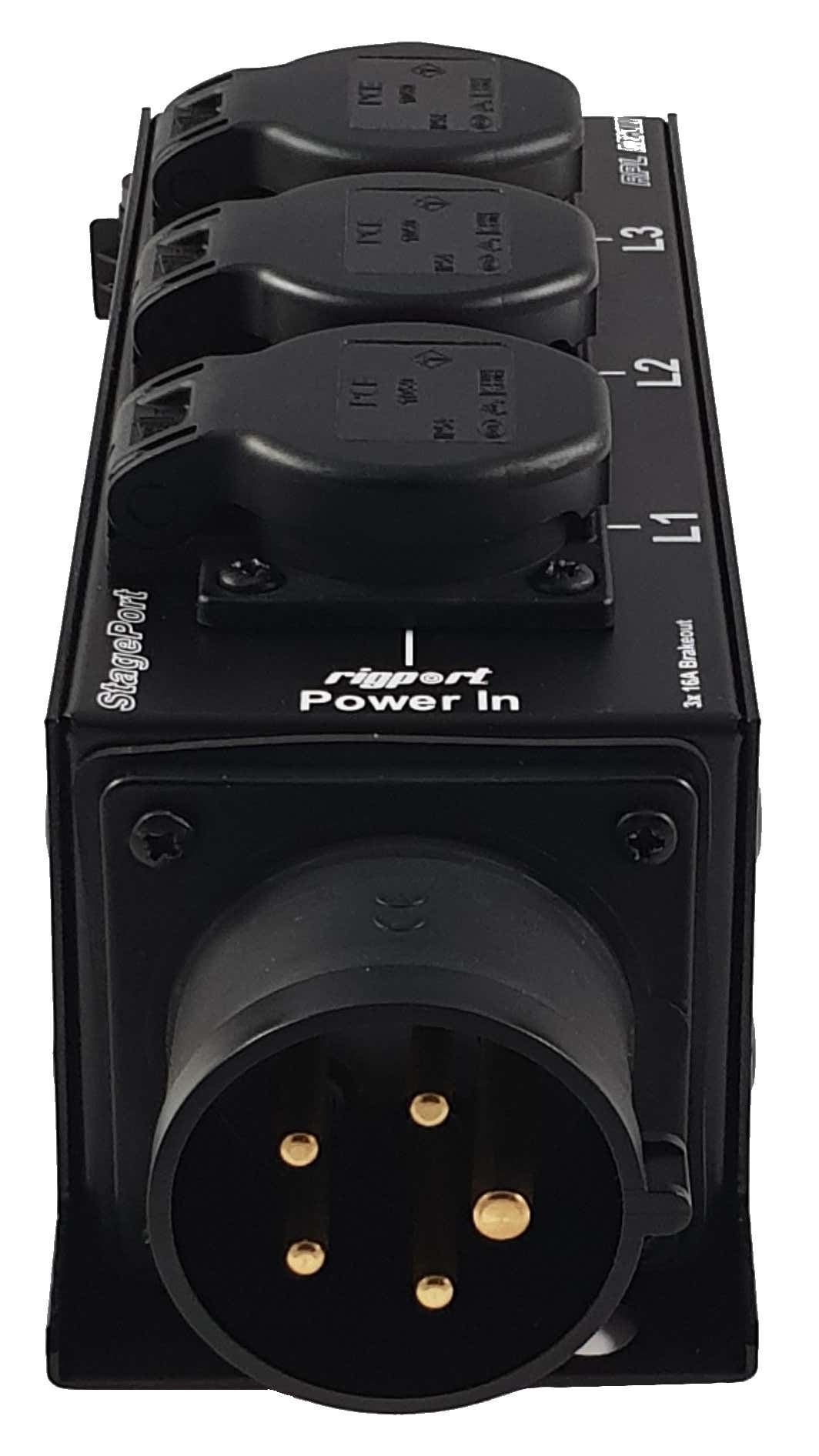 StagePort RPL16S-MKII CEE16 5P IN / 3x Schuko + CEE16 UT - Rigport | Bellalite StagePort RPL16S-MKII CEE16 5P IN / 3x Schuko + CEE16 UT - Rigport | Bellalite