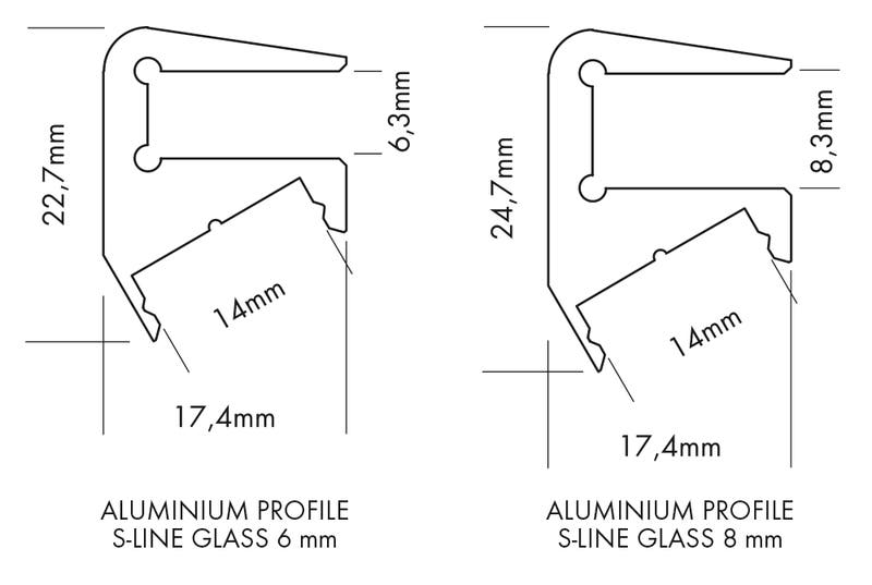 Aluminiumprofil S-Line Glass 6mm, per meter Alu - PROLED | Bellalite Aluminiumprofil S-Line Glass 6mm, per meter Alu - PROLED | Bellalite