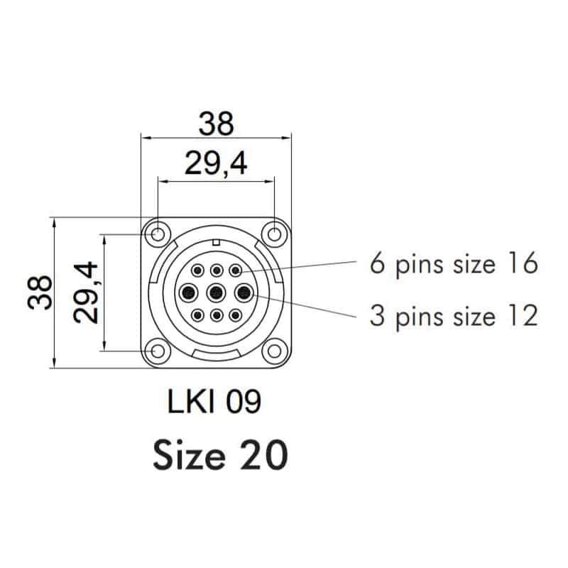LK Speaker Connector 9-Pol f. Lödning Chassihona  - LK Connectors | Bellalite