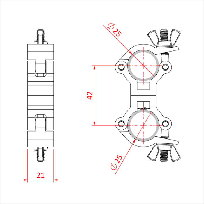 Doughty Atom Parallel Coupler 25mm 25mm, Blank - Doughty | Bellalite