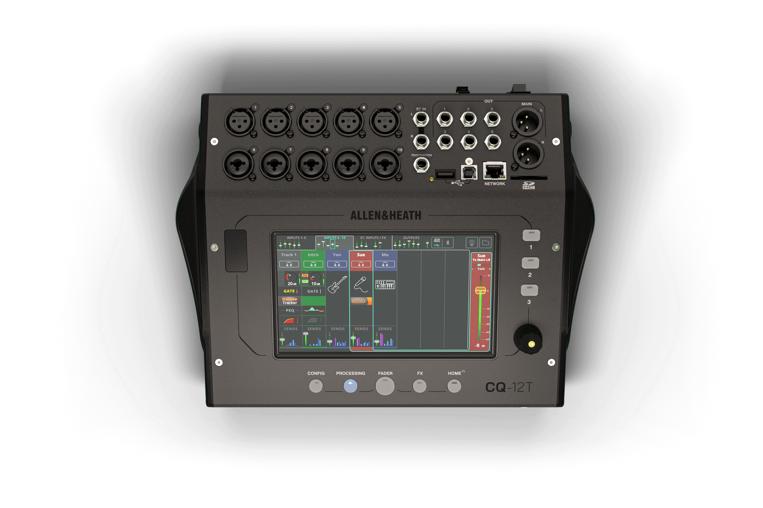 Allen & Heath CQ12T 12ch digital mixer 7” Touchscreen 10 mic/line 2FX  - Allen & Heath | Bellalite