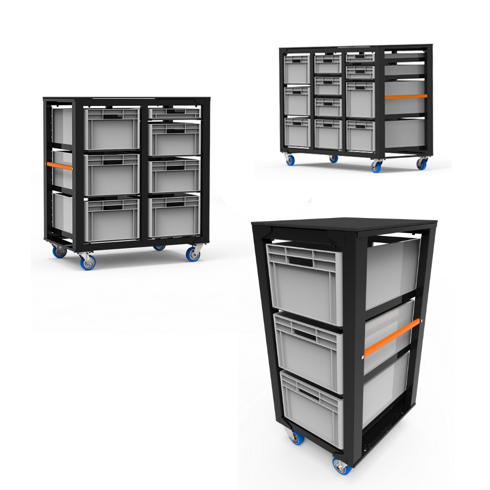 Admiral Storage Cart Set 2 Unit H 112 With Top Lid  - Admiral Staging | Bellalite