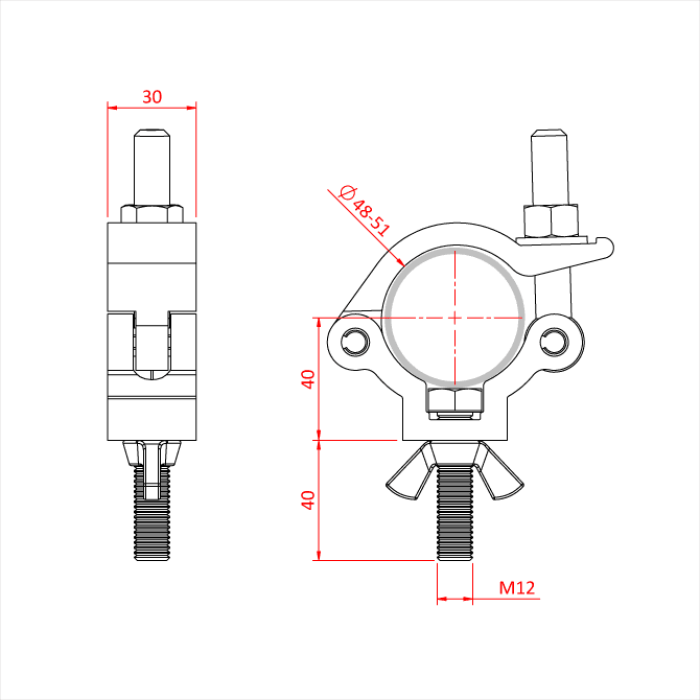Doughty All Weather Slimline Lightweight Hook Clamp Svart - Doughty | Bellalite