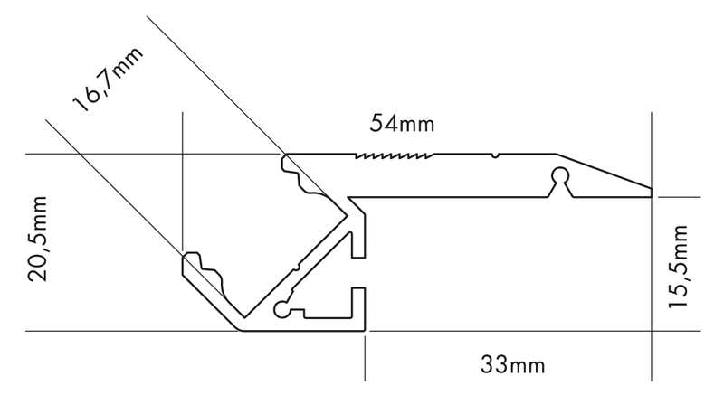Aluminiumprofil S-Line Step Up, per meter Alu - PROLED | Bellalite Aluminiumprofil S-Line Step Up, per meter Alu - PROLED | Bellalite