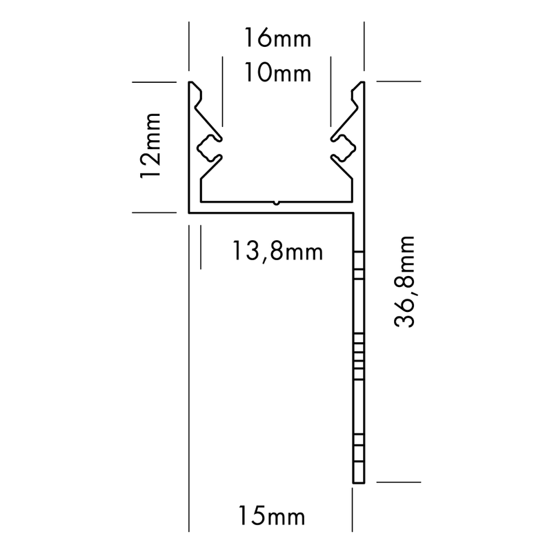 Aluminiumprofil S-Line Tiles Top, 3m Alu - PROLED | Bellalite