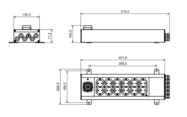 Uttagsbox Hexi Plint/Schuko/Socapex - HEXI | Bellalite