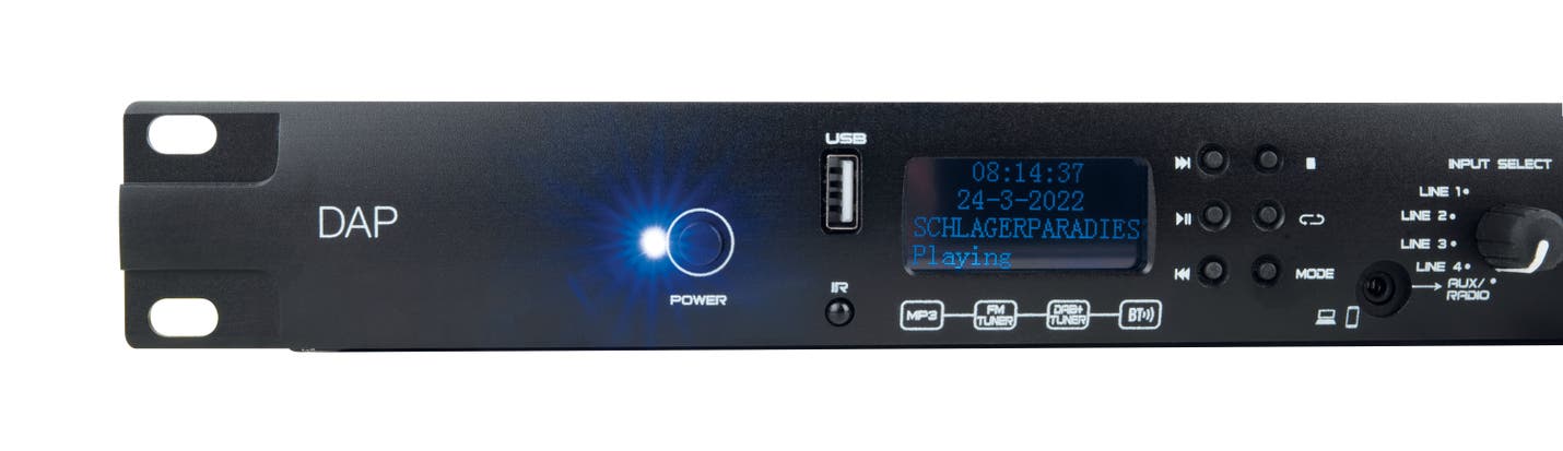 MP-100DBT Professional Media Player with DAB+ - DAP | Bellalite MP-100DBT Professional Media Player with DAB+ - DAP | Bellalite