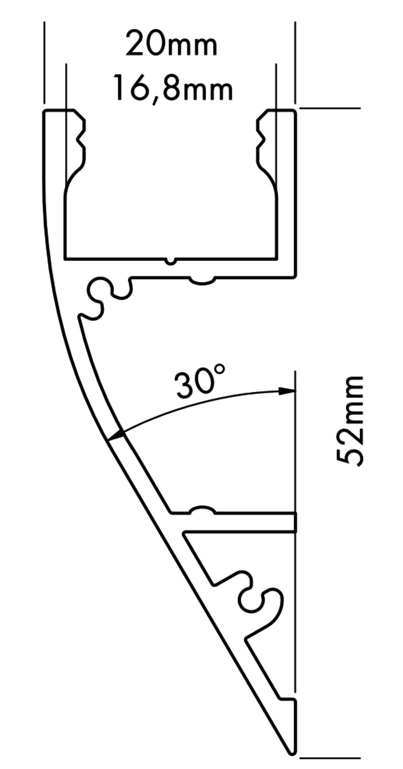 Aluminiumprofil S-Line Wall, 2m Vit - PROLED | Bellalite