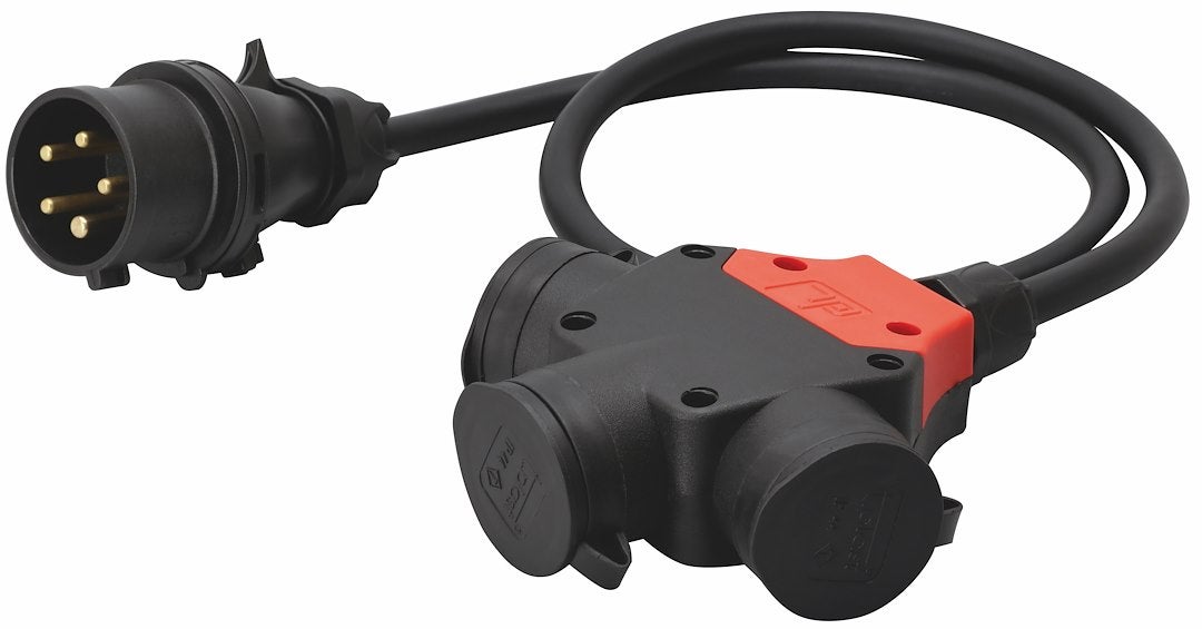 Splitkabel Stage CEE 16A -> 3x Schuko Svart - Malmbergs | Bellalite