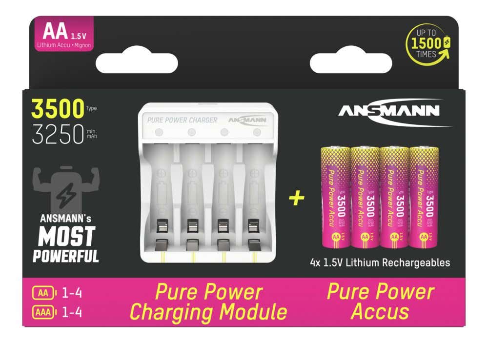 Ansmann Pure Power Set 4× AA 3500mAh + Charging Module - Ansmann | Bellalite Ansmann Pure Power Set 4× AA 3500mAh + Charging Module - Ansmann | Bellalite