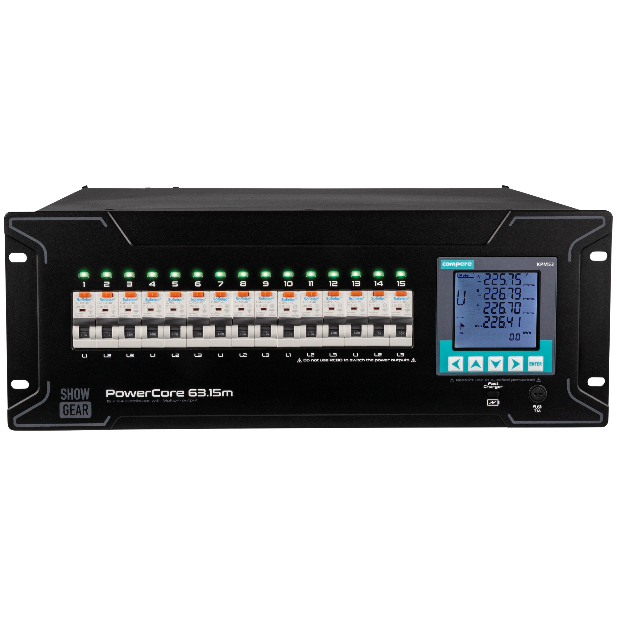 PowerCore 63.15m 9x Schuko + 2x 16-Pin Multi - Showgear | Bellalite