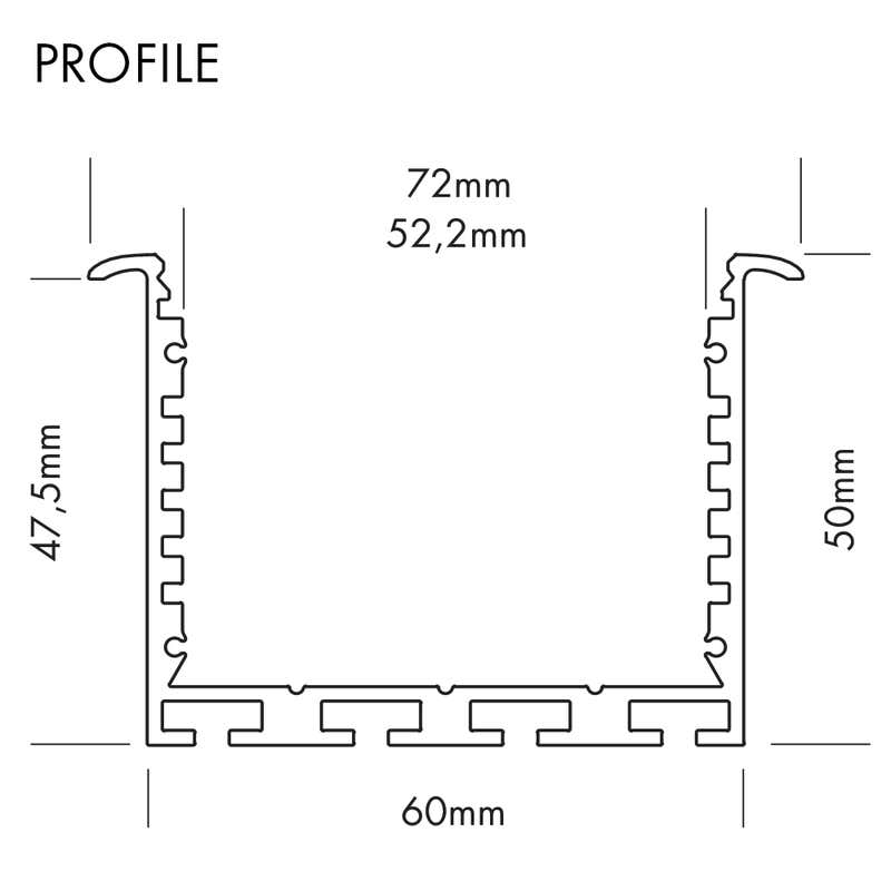Aluminiumprofil L-Line D Rec 24, 2m Vit - PROLED | Bellalite Aluminiumprofil L-Line D Rec 24, 2m Vit - PROLED | Bellalite