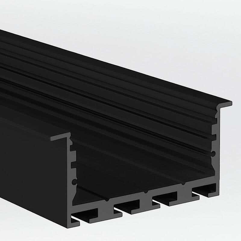 Aluminiumprofil L-Line Rec 24 ST, 2m Svart - PROLED | Bellalite Aluminiumprofil L-Line Rec 24 ST, 2m Svart - PROLED | Bellalite