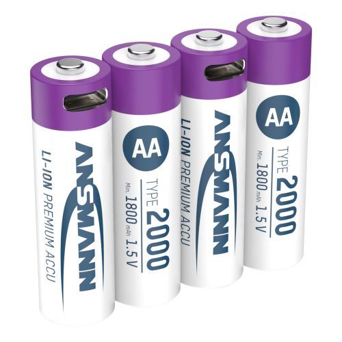 Li-ion Rechargeable battery AA 1800mAh 4-pack - Ansmann | Bellalite