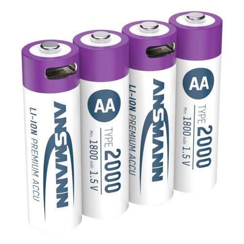 Li-ion Rechargeable battery AA 1800mAh 4-pack - Ansmann | Bellalite Li-ion Rechargeable battery AA 1800mAh 4-pack - Ansmann | Bellalite
