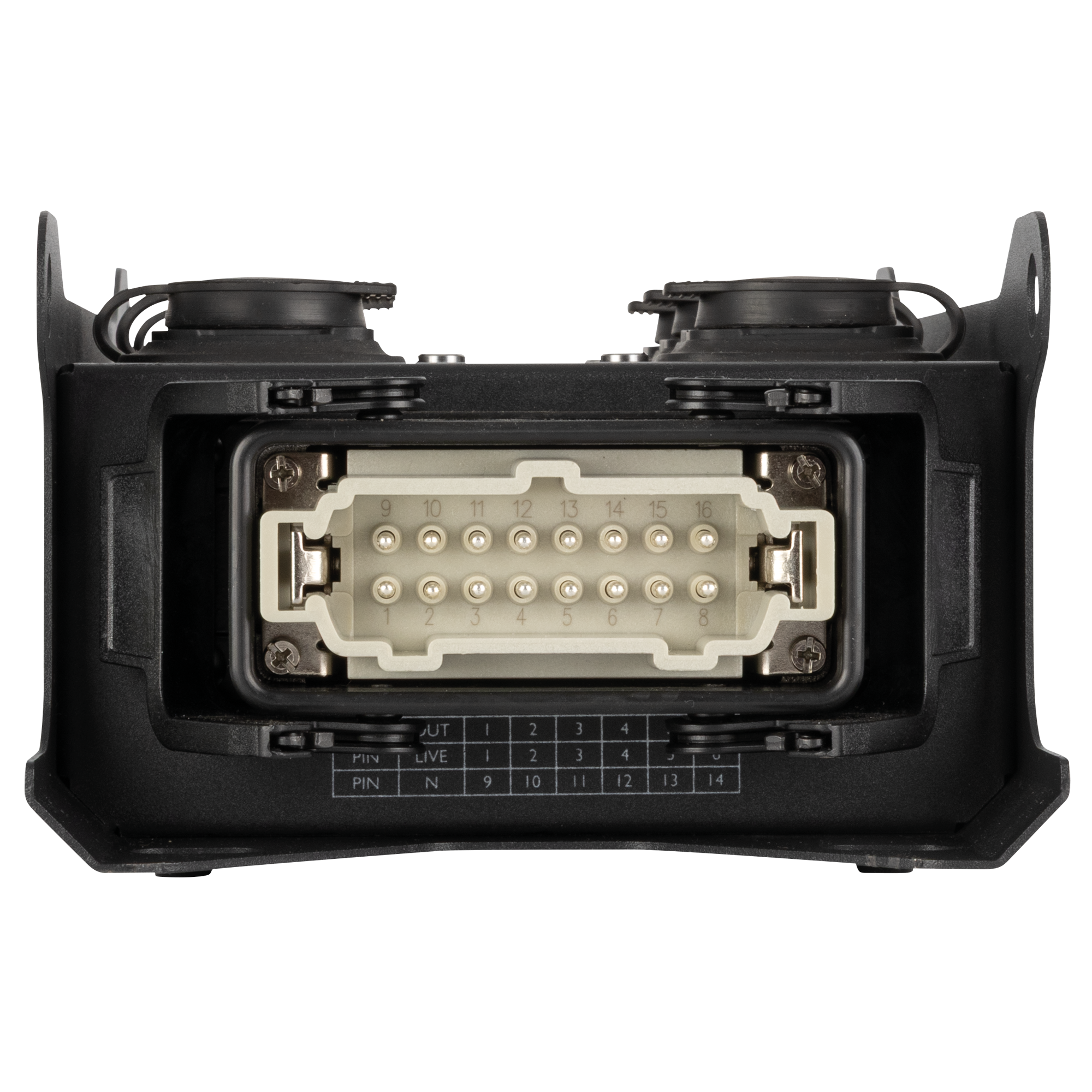 PowerCore 2m.6p 16-Pin Harting IN / 16-Pin Harting + 6x Power Pro  - Showgear | Bellalite