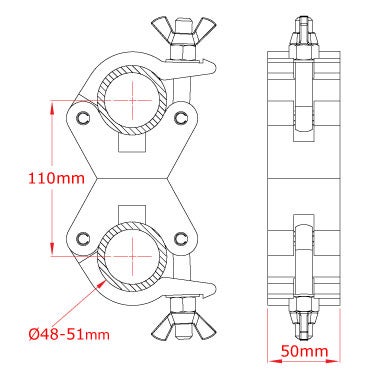 Doughty Clamp Swivel Coupler 48mm - 51mm, Blank - Doughty | Bellalite