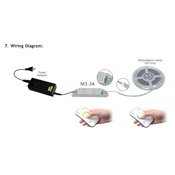 Mottagare med fjärrkontroll, 12-24V DC, CT 2CH x 3A, Max 72W (12V) / 144W (24V) - LTECH | Bellalite