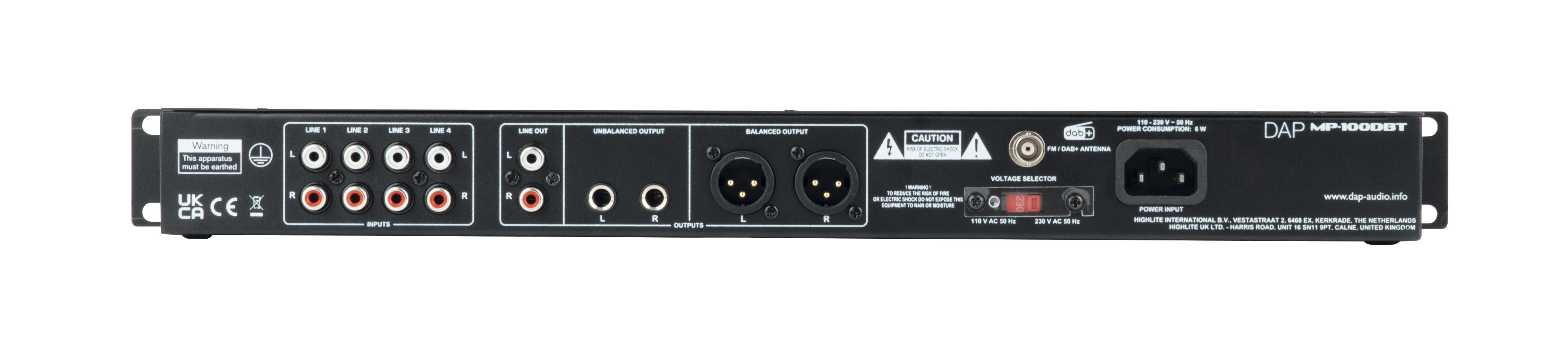 MP-100DBT Professional Media Player with DAB+ - DAP | Bellalite