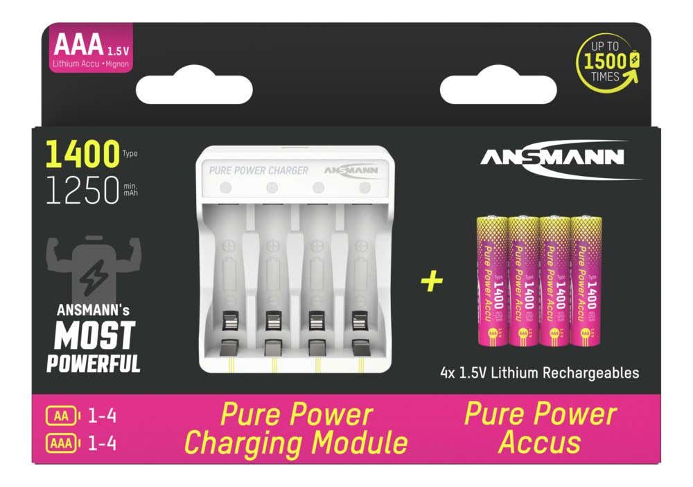 Ansmann Pure Power Set 4× AAA 1400mAh + Charging Module - Ansmann | Bellalite Ansmann Pure Power Set 4× AAA 1400mAh + Charging Module - Ansmann | Bellalite