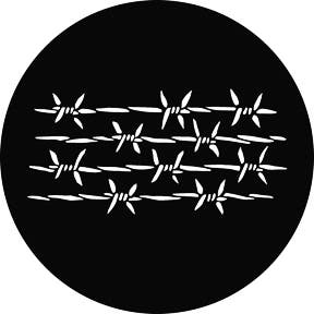 Barbed Wire Metallgobo, (50mm/38mm) - Rosco | Bellalite Barbed Wire Metallgobo, (50mm/38mm) - Rosco | Bellalite