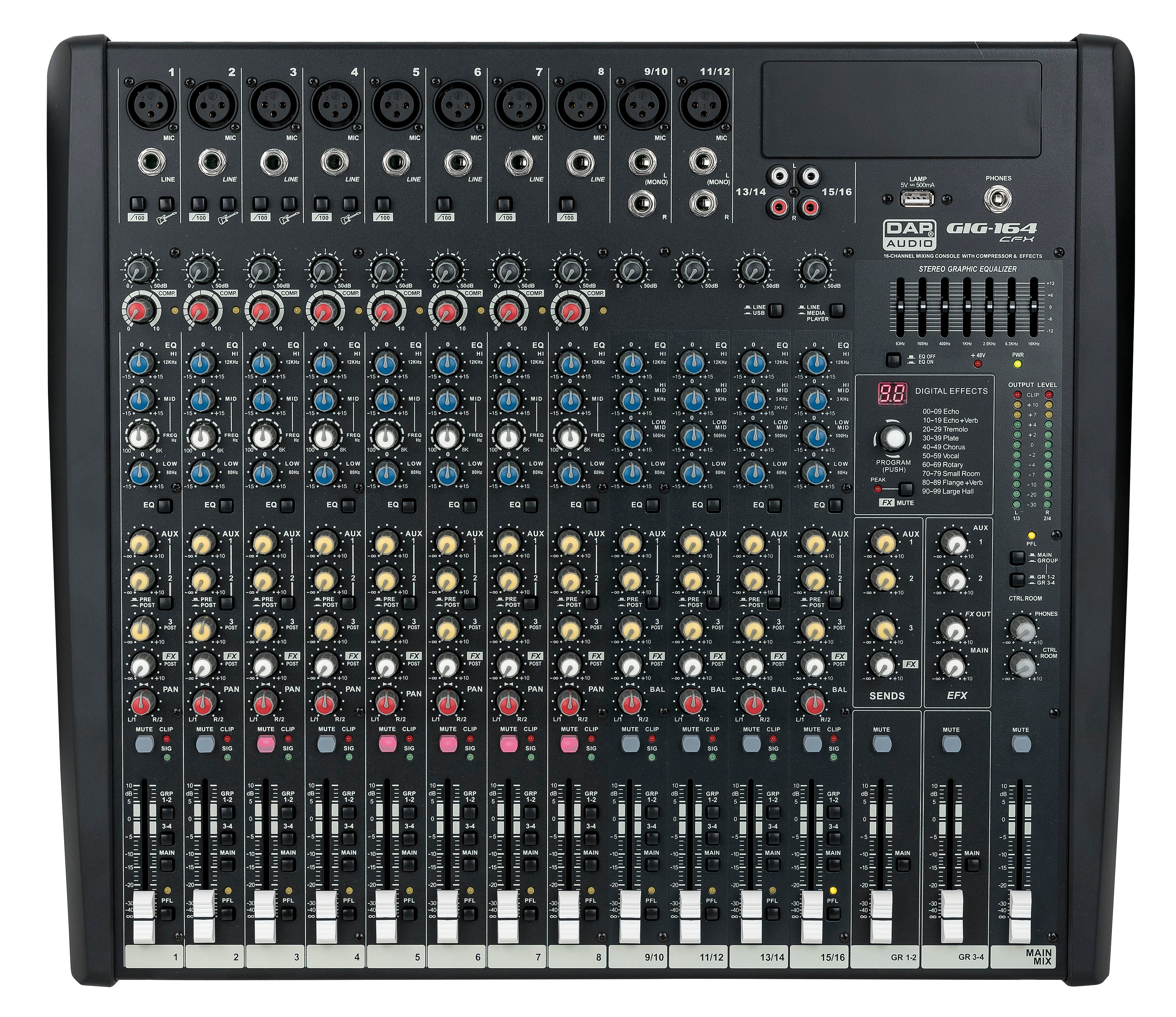 Ljudmixer DAP GIG-164CFX 16 Channel Mixer with dynamics and DSP - DAP | Bellalite