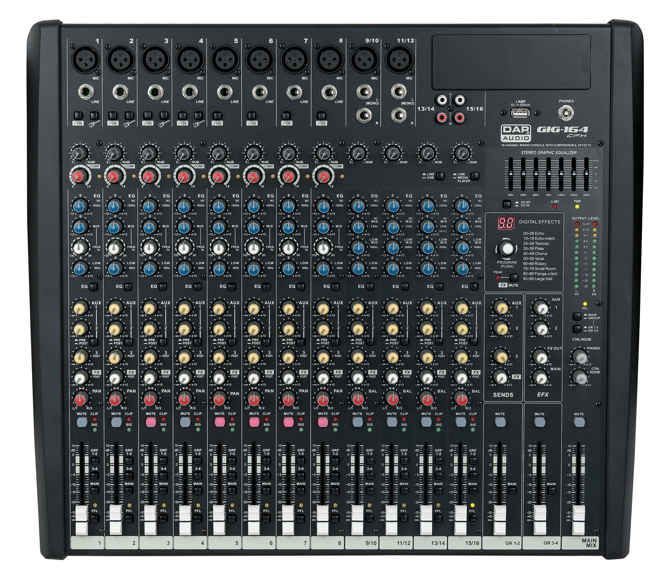 Ljudmixer DAP GIG-164CFX 16 Channel Mixer with dynamics and DSP - DAP | Bellalite Ljudmixer DAP GIG-164CFX 16 Channel Mixer with dynamics and DSP - DAP | Bellalite