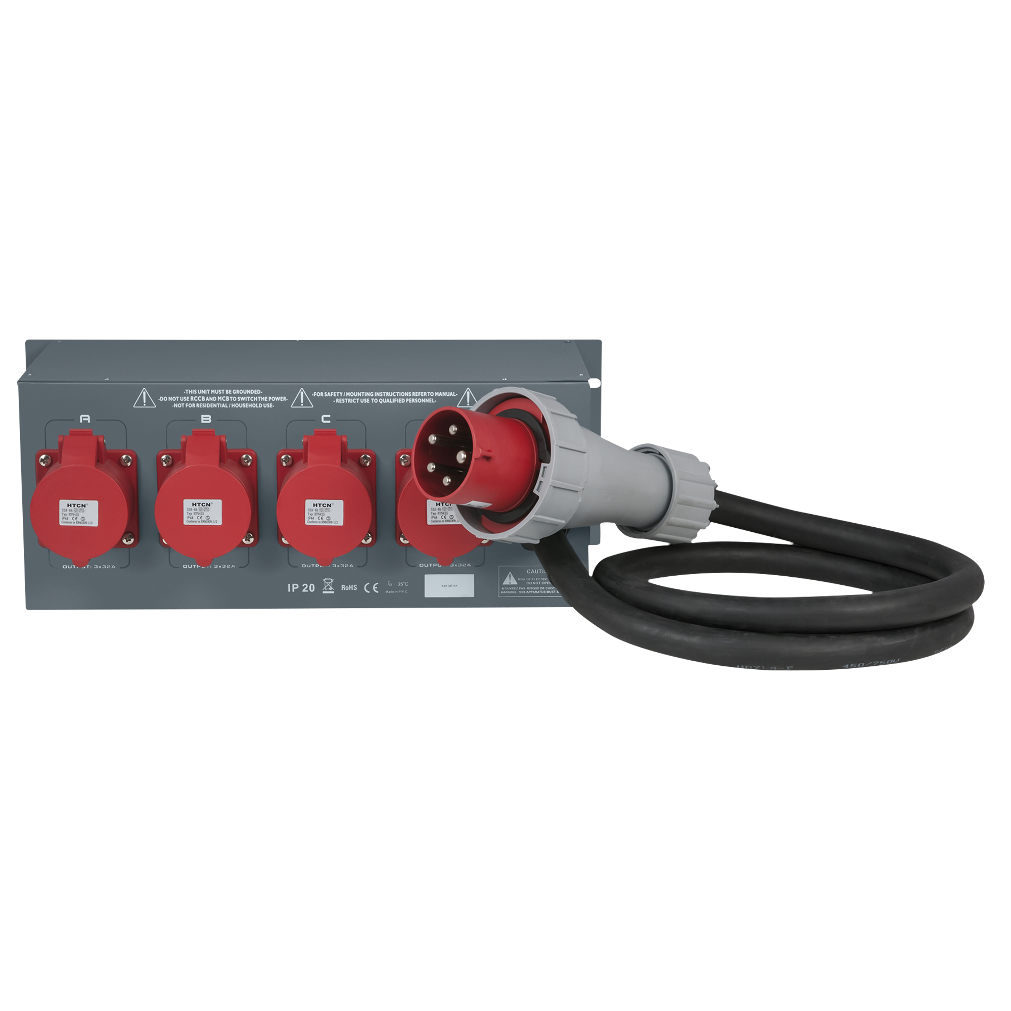 Elcentral, Power Distribution PSA-63A4C 63A IN / 4 x 32A UT - Showgear | Bellalite