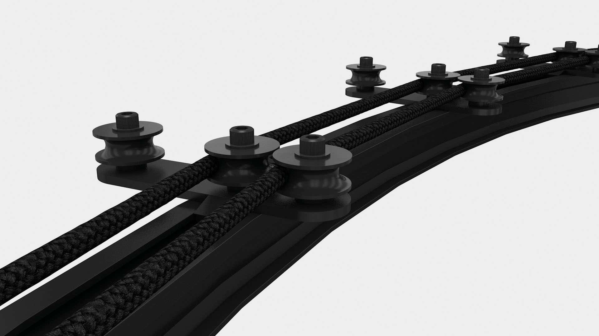 Eurotrack - Rope Guide 3 Wheels Svart - Wentex | Bellalite Eurotrack - Rope Guide 3 Wheels Svart - Wentex | Bellalite