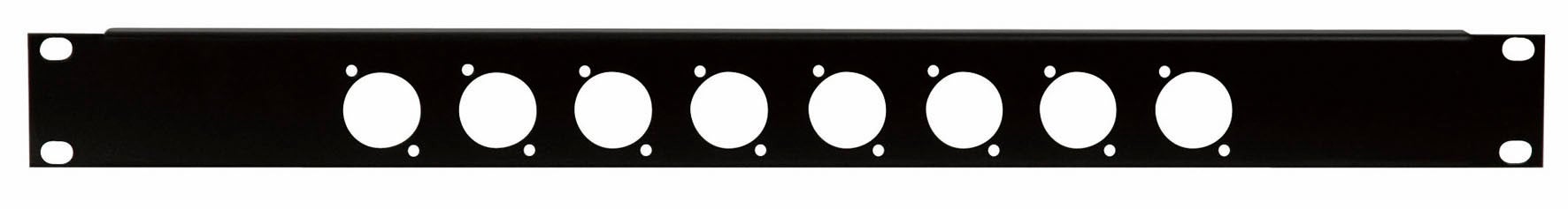 Rackpanel 19" 1HE f. 8 XLR (D-Size) Stål 2mm - Showgear | Bellalite