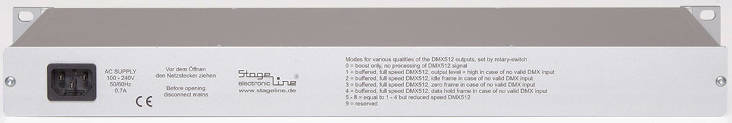 DMX Splitter/Booster SP1X12 1 in / 12 ut 5-pol XLR - Stageline | Bellalite