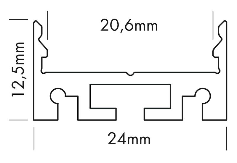 Aluminiumprofil M-Line Extra Low 24, 2m - PROLED | Bellalite Aluminiumprofil M-Line Extra Low 24, 2m - PROLED | Bellalite